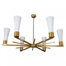 Brass six arm chandelier 